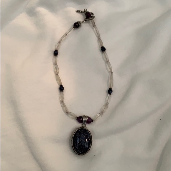 Stunning purple stone pendant necklace. Handmade - Picture 3 of 7